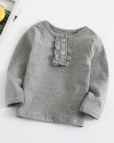 Children's Bottoming Shirt Solid Color Long-Sleeved Lace for Children 73-100
