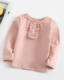 Children's Bottoming Shirt Solid Color Long-Sleeved Lace for Children 73-100