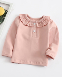 Children's Bottoming Shirt Solid Color Long-Sleeved Lace for Children 73-100
