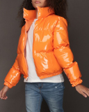 Winter Kids Dark Down Coat Solid Color Short Style Kids Thick Jackets