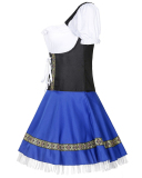  Halloween Costume Colorblock Beer Uniform One Piece Dress S-3XL 
