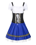  Halloween Costume Colorblock Beer Uniform One Piece Dress S-3XL 
