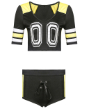 Female Costume Stage Performance Sporty Two Piece Set Red Green Black Blue