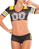 Female Costume Stage Performance Sporty Two Piece Set Red Green Black Blue