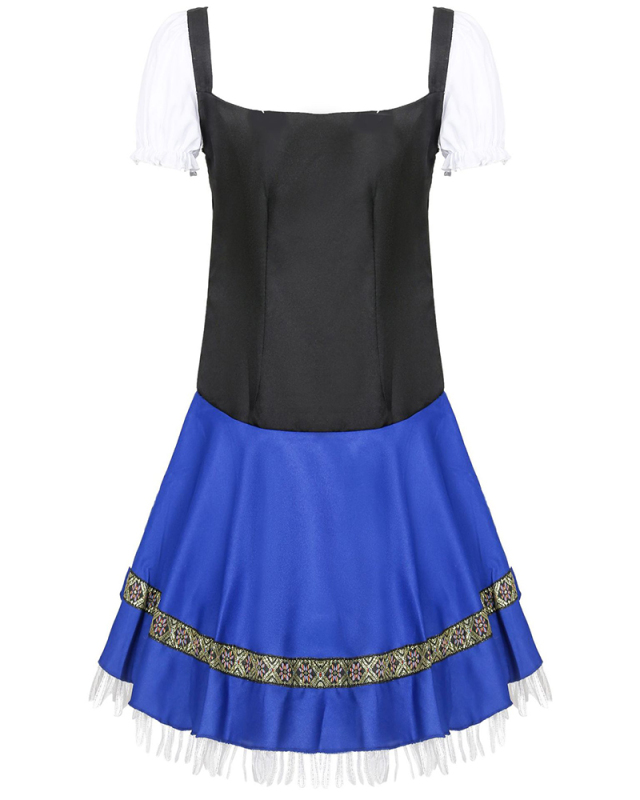  Halloween Costume Colorblock Beer Uniform One Piece Dress S-3XL 