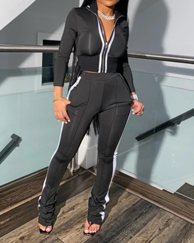 Women Slim Fashion Long Sleeve Winter Two Piece Pant Set S-3XL