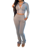 Women Slim Fashion Long Sleeve Winter Two Piece Pant Set S-3XL
