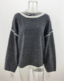 Fall & Winter Fashion Women Long Sleeve Crewneck Solid Color Loose Comfortable Sweater Tops Khaki Purple Green Gray Black S-XL