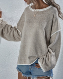 Fall & Winter Fashion Women Long Sleeve Crewneck Solid Color Loose Comfortable Sweater Tops Khaki Purple Green Gray Black S-XL
