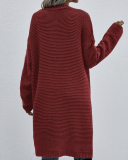 Women Office Lady Solid Color Long Sleeve Long Knitting Cardigans Purple Green Black Gray Apricot Orange Yellow Red S-XL