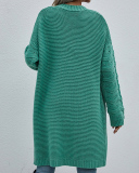 Women Office Lady Solid Color Long Sleeve Long Knitting Cardigans Purple Green Black Gray Apricot Orange Yellow Red S-XL