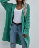 Women Office Lady Solid Color Long Sleeve Long Knitting Cardigans Purple Green Black Gray Apricot Orange Yellow Red S-XL