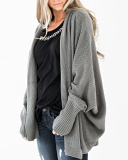Lady Solid Color Cardigan Sweater Tops Khaki Pink Red Green Yellow Blue Gray 