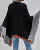 Fall & Winter Colorblock Women Loose Cover Up Cardigans Black Green Light Gray Deep Grey Blue S-XL