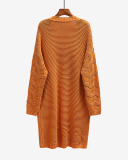 Women Office Lady Solid Color Long Sleeve Long Knitting Cardigans Purple Green Black Gray Apricot Orange Yellow Red S-XL