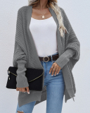 Elegant Women Solid Color Long Sleeve Loose Autumn Winter Cardigans Pink Purple Black Gray S-XL