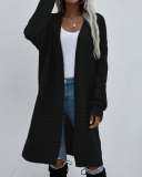 Women Office Lady Solid Color Long Sleeve Long Knitting Cardigans Purple Green Black Gray Apricot Orange Yellow Red S-XL