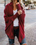 Lady Solid Color Cardigan Sweater Tops Khaki Pink Red Green Yellow Blue Gray 