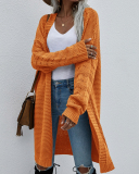 Women Office Lady Solid Color Long Sleeve Long Knitting Cardigans Purple Green Black Gray Apricot Orange Yellow Red S-XL