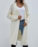 Women Office Lady Solid Color Long Sleeve Long Knitting Cardigans Purple Green Black Gray Apricot Orange Yellow Red S-XL