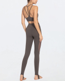 Yoga Wear Tight-Fitting Sports Suit Yarn Gym Running Two-Piece Suit  S-XL