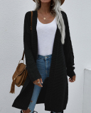 Women Office Lady Solid Color Long Sleeve Long Knitting Cardigans Purple Green Black Gray Apricot Orange Yellow Red S-XL