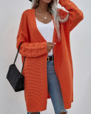 Women Office Lady Solid Color Long Sleeve Long Knitting Cardigans Purple Green Black Gray Apricot Orange Yellow Red S-XL