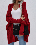 Elegant Women Solid Color Long Sleeve Loose Autumn Winter Cardigans Pink Purple Black Gray S-XL
