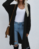 Women Office Lady Solid Color Long Sleeve Long Knitting Cardigans Purple Green Black Gray Apricot Orange Yellow Red S-XL
