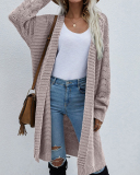 Women Office Lady Solid Color Long Sleeve Long Knitting Cardigans Purple Green Black Gray Apricot Orange Yellow Red S-XL