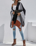 Fall & Winter Colorblock Women Loose Cover Up Cardigans Black Green Light Gray Deep Grey Blue S-XL