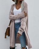 Women Office Lady Solid Color Long Sleeve Long Knitting Cardigans Purple Green Black Gray Apricot Orange Yellow Red S-XL