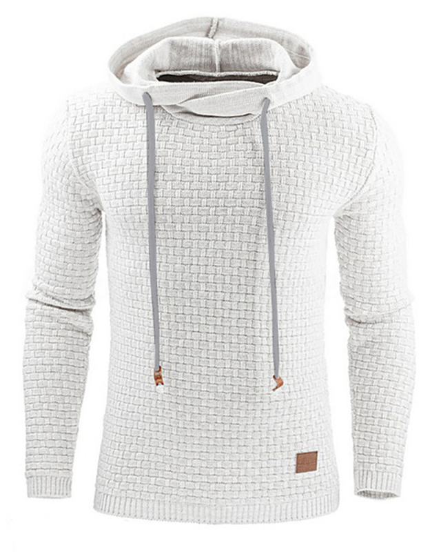 Men Solid Color Long Sleeve Sporty Tops White Khaki Black Light Gray S-3XL 