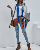 Fall & Winter Colorblock Women Loose Cover Up Cardigans Black Green Light Gray Deep Grey Blue S-XL