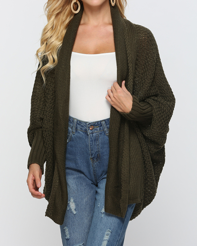 Lady Solid Color Cardigan Sweater Tops Khaki Pink Red Green Yellow Blue Gray 