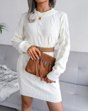 Hot Sale Autumn New Twist Long Sleeve Solid Color Women Sweater Dresses Khaki Grey White S-L