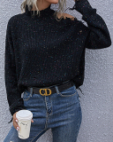 Women Long Sleeve High Neck Hollow Out Shoulder Fashion Knitting Sweater Black Beige Wine Red Deep Grey S-L