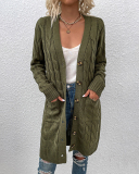  Women Trendy Solid Color V-neck Long Sleeve Buttoms Twist Sweater Cardigans Pocket S-XL