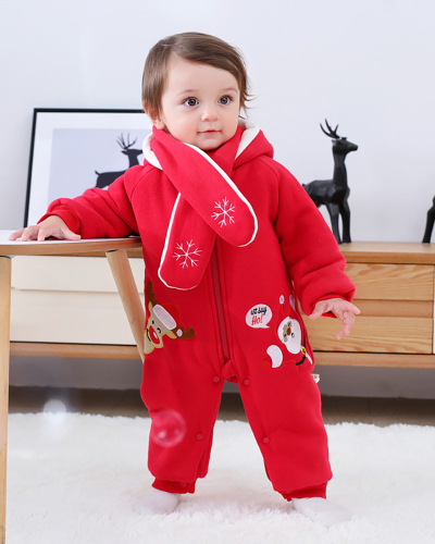 Baby Winter Christmas Zipper Long Sleeve Romper 66-90