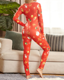 Women Long Sleeve House Wear Christmas Jumpsuit Red S-5XL
