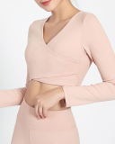 New Fitness High Stretch Longsleeved Breathable Yoga Top Solid Color S-XL