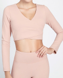 New Fitness High Stretch Longsleeved Breathable Yoga Top Solid Color S-XL