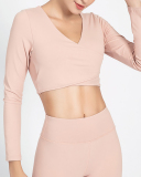 New Fitness High Stretch Longsleeved Breathable Yoga Top Solid Color S-XL