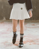 Children Solid Color Pleated Skirt White Blue 110-170