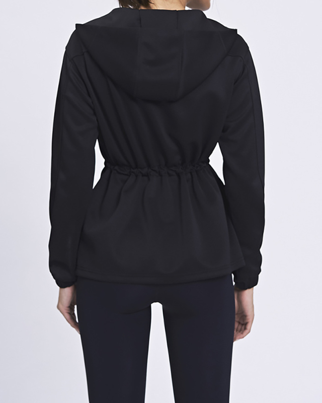 New Sports Fitness Hooded Sports Jacket Women Slim Waist Coat Solid Color S-XL