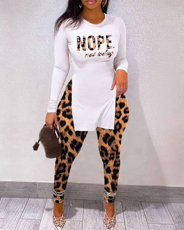 Fashion Casual Women's Clothing 2021 New Gradient Color Split Letter Printing Suit S-2XL