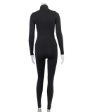 New Solid Color Zipper Stand Collar Sports Jacket Fitness Yoga Wear Trousers Cover Two Piece Set Black Green Pink Brown S-L