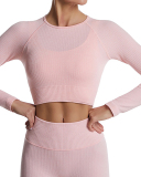Yoga Longsleeved Sports Tight-Fitting Solid Color Top S-L