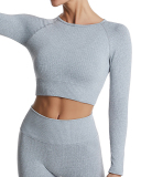 Yoga Longsleeved Sports Tight-Fitting Solid Color Top S-L
