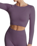 Yoga Longsleeved Sports Tight-Fitting Solid Color Top S-L